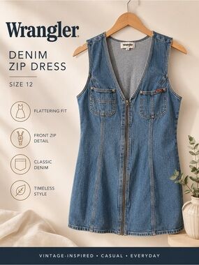 *VINTAGE* Wrangler Denim Zip Front Dress